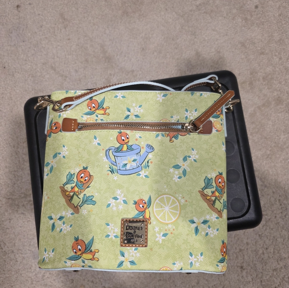 Dooney & Bourke Green Crossbody Bag with Orange Print